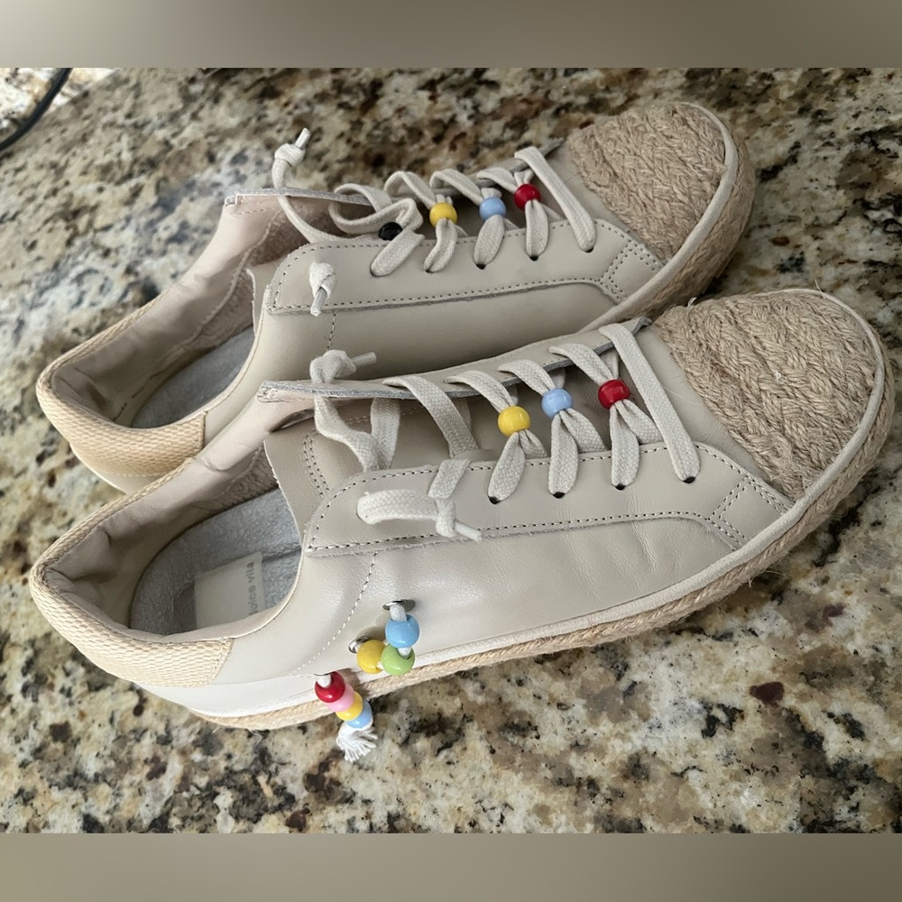 Dolce Vita Cream Sneakers with Colorful Beads size 8.5